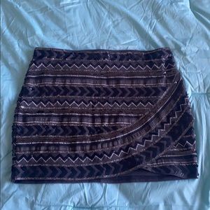 Express Black/Grey sequin mini skirt